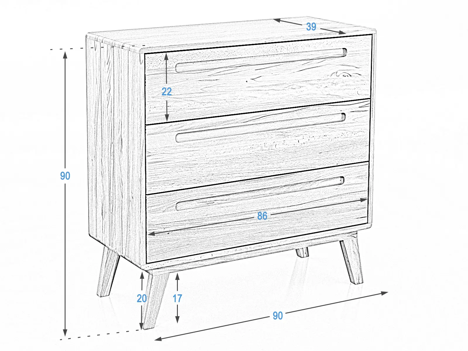 Komoda drewniana bukowa Beskid 3s Meble Magnat